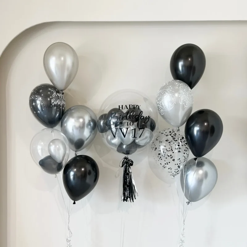 Birthday Balloon (Silver + Chrome Silver + Black)