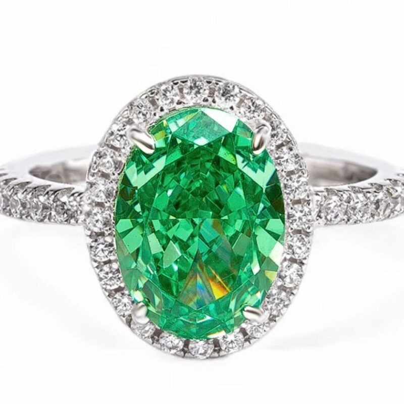 Emerald Green Halo Ring